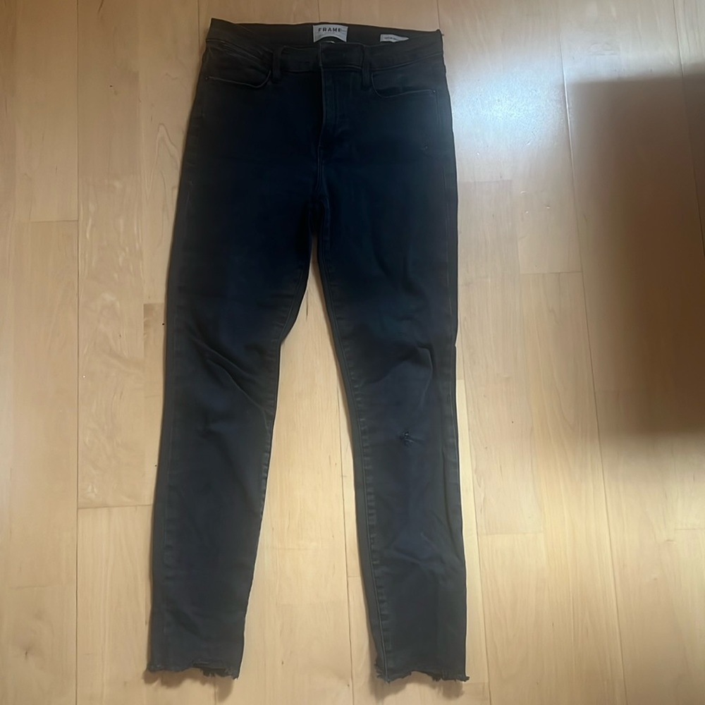 FRAME Le High Rise Skinny Crop Jean Black